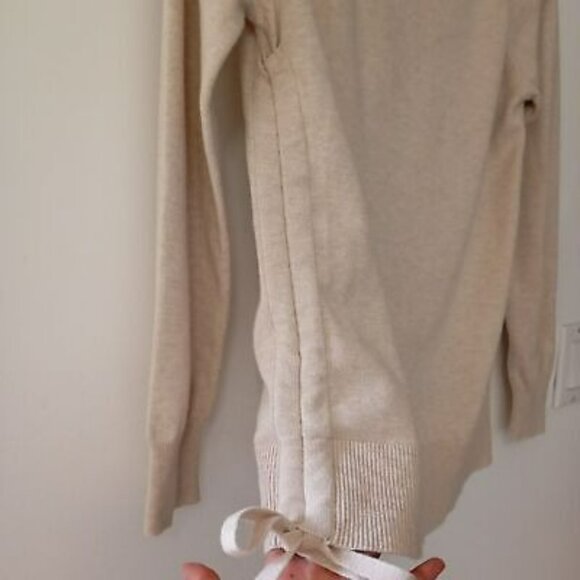 Burgess Beige Sweater With Side Tie Detail Cotton Cashmere Blend Womens Size S - Picture 6 of 8